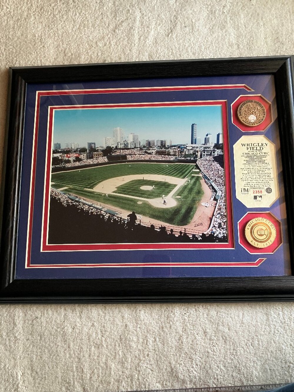 2003 Chicago Cubs Playoff Commemorative Framed Photo, Medallion, Wrigley Dirt